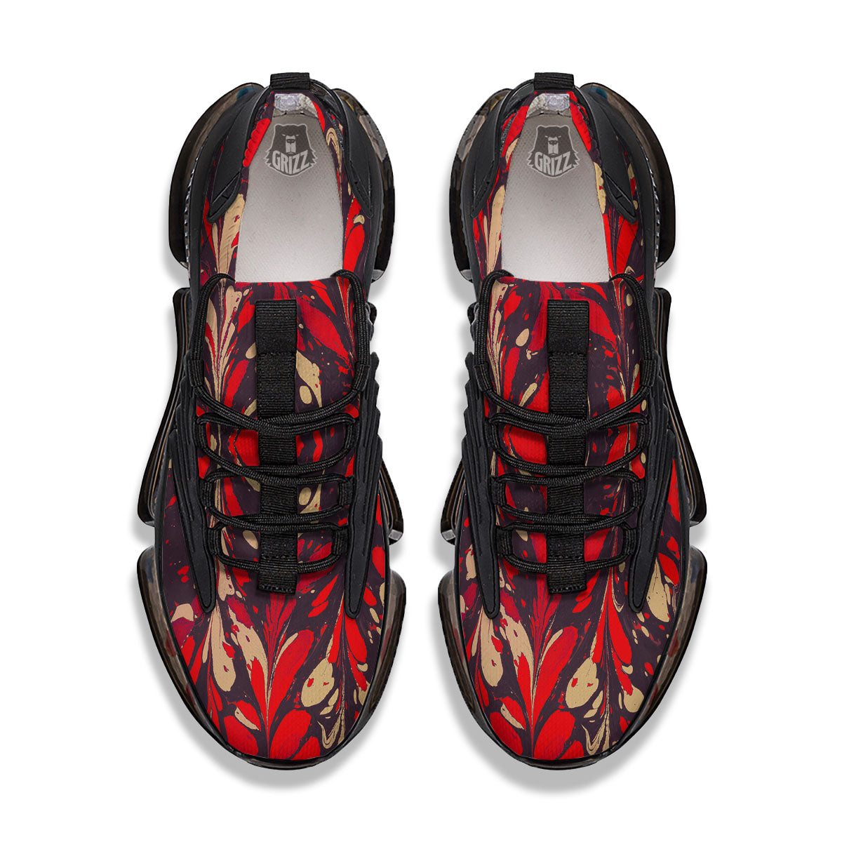 Formed Psychedelic Print Pattern Black Gym Shoes-grizzshop
