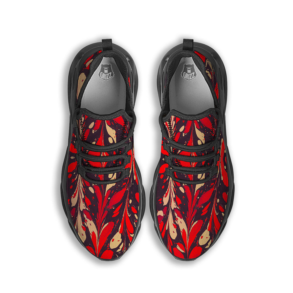 Formed Psychedelic Print Pattern Black Running Shoes-grizzshop