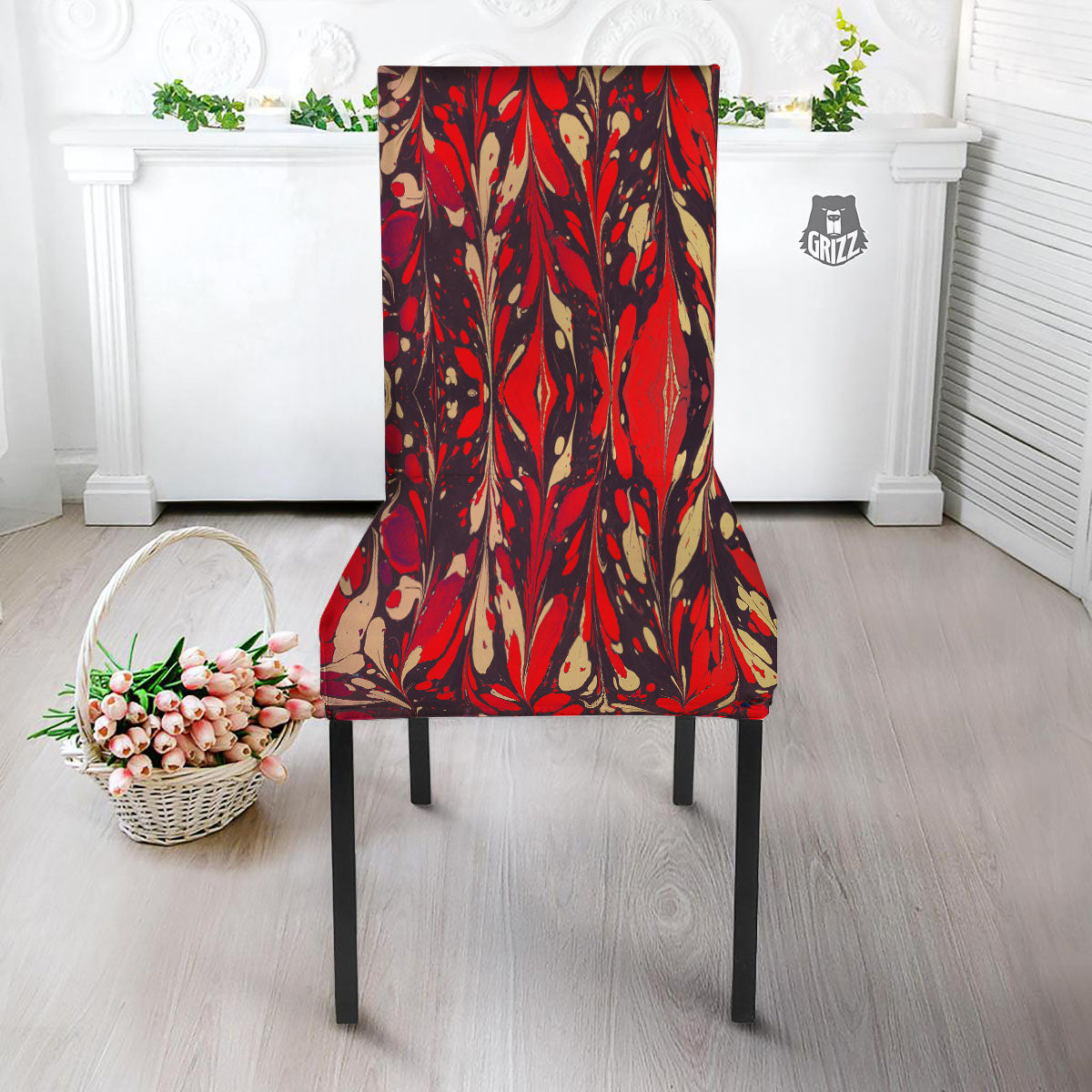 Formed Psychedelic Print Pattern Dining Chair Slipcover-grizzshop