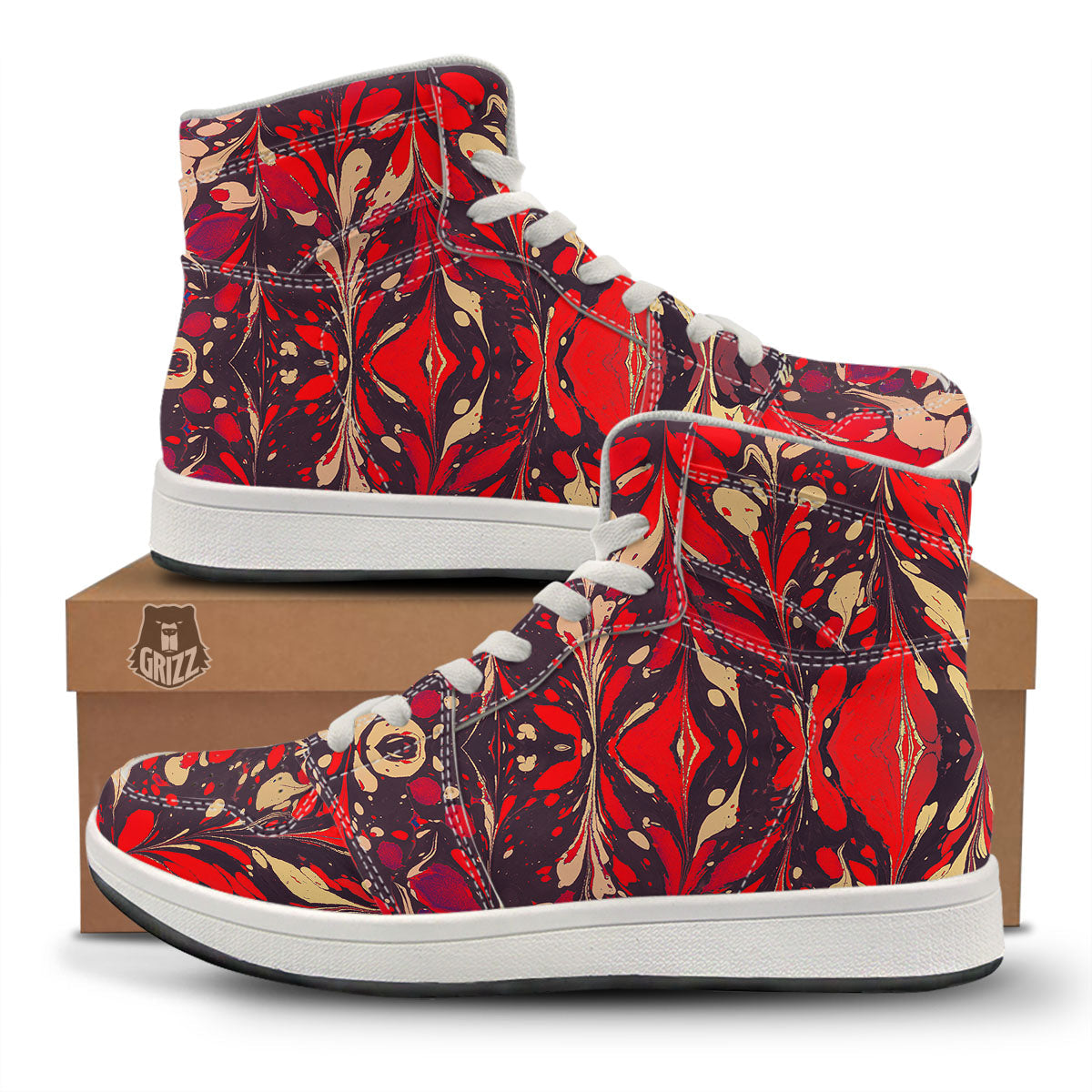 Formed Psychedelic Print Pattern High Top Sneakers-grizzshop