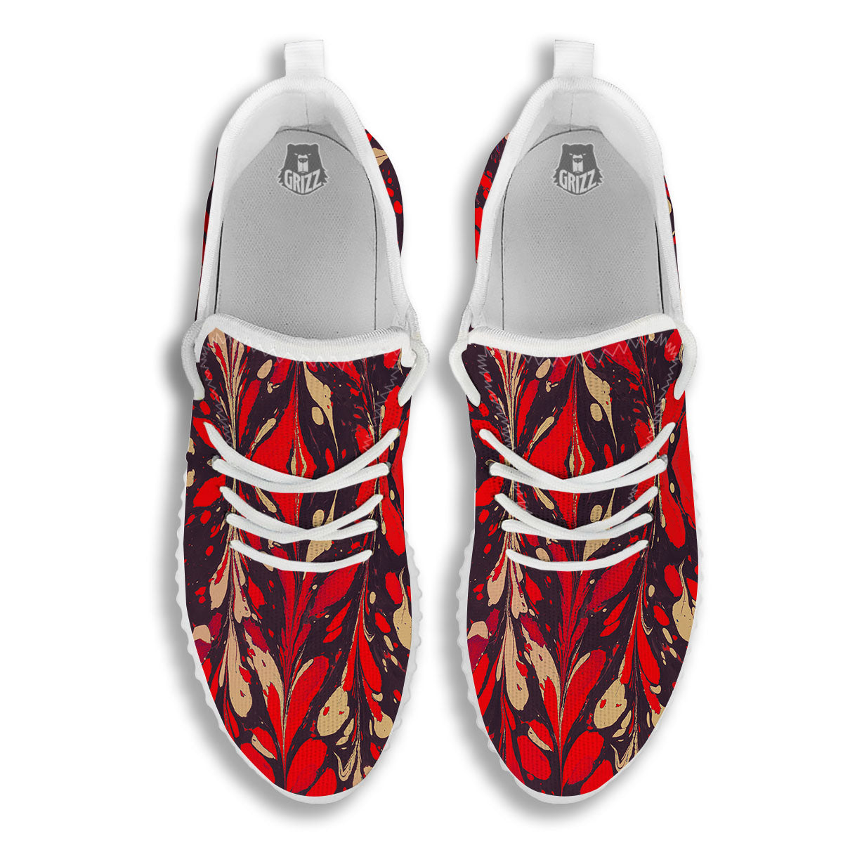 Formed Psychedelic Print Pattern White Walking Shoes-grizzshop