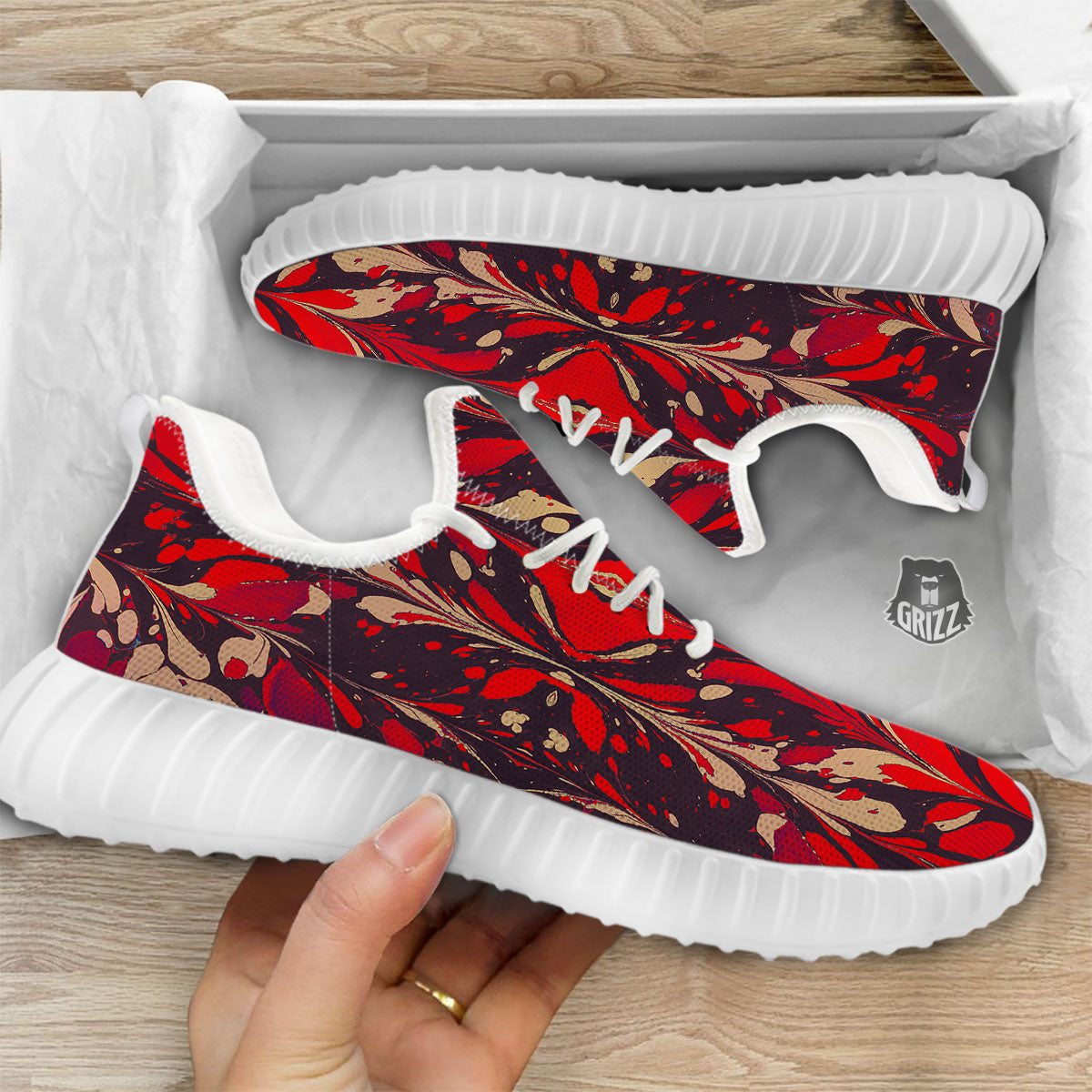 Formed Psychedelic Print Pattern White Walking Shoes-grizzshop