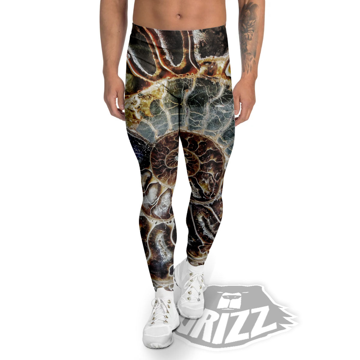 Fossil Ammonite Print Men's Leggings-grizzshop