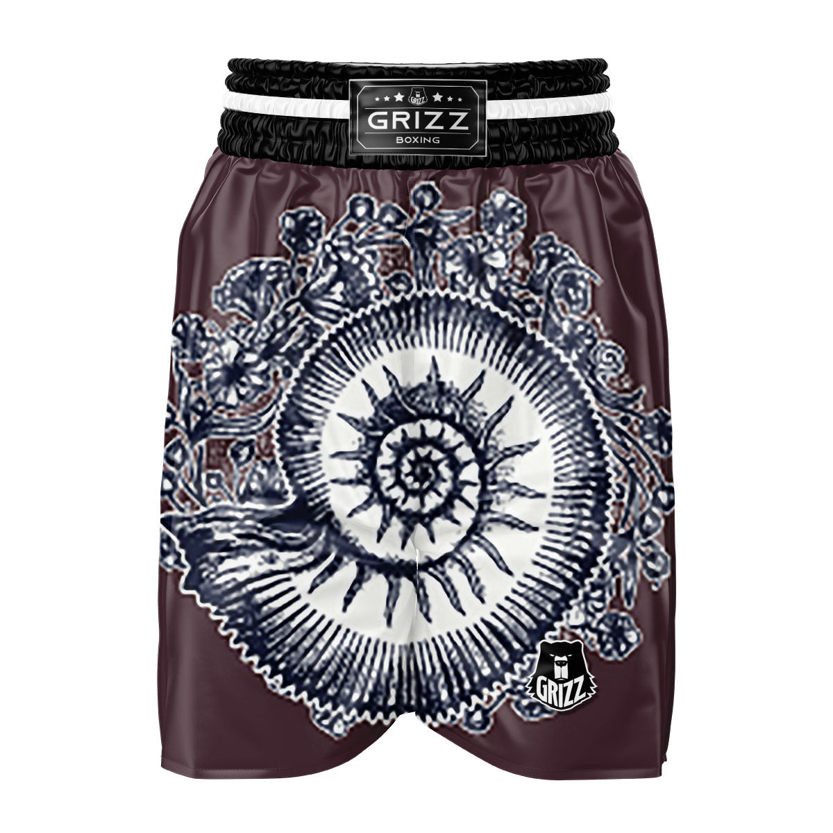 Fossil Ammonite Shell Print Boxing Shorts-grizzshop