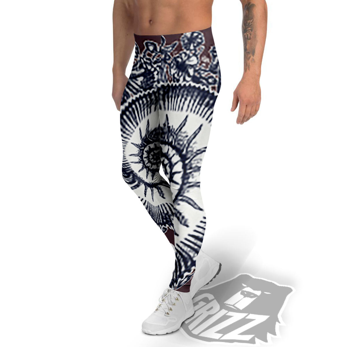 Fossil Ammonite Shell Print Men's Leggings-grizzshop