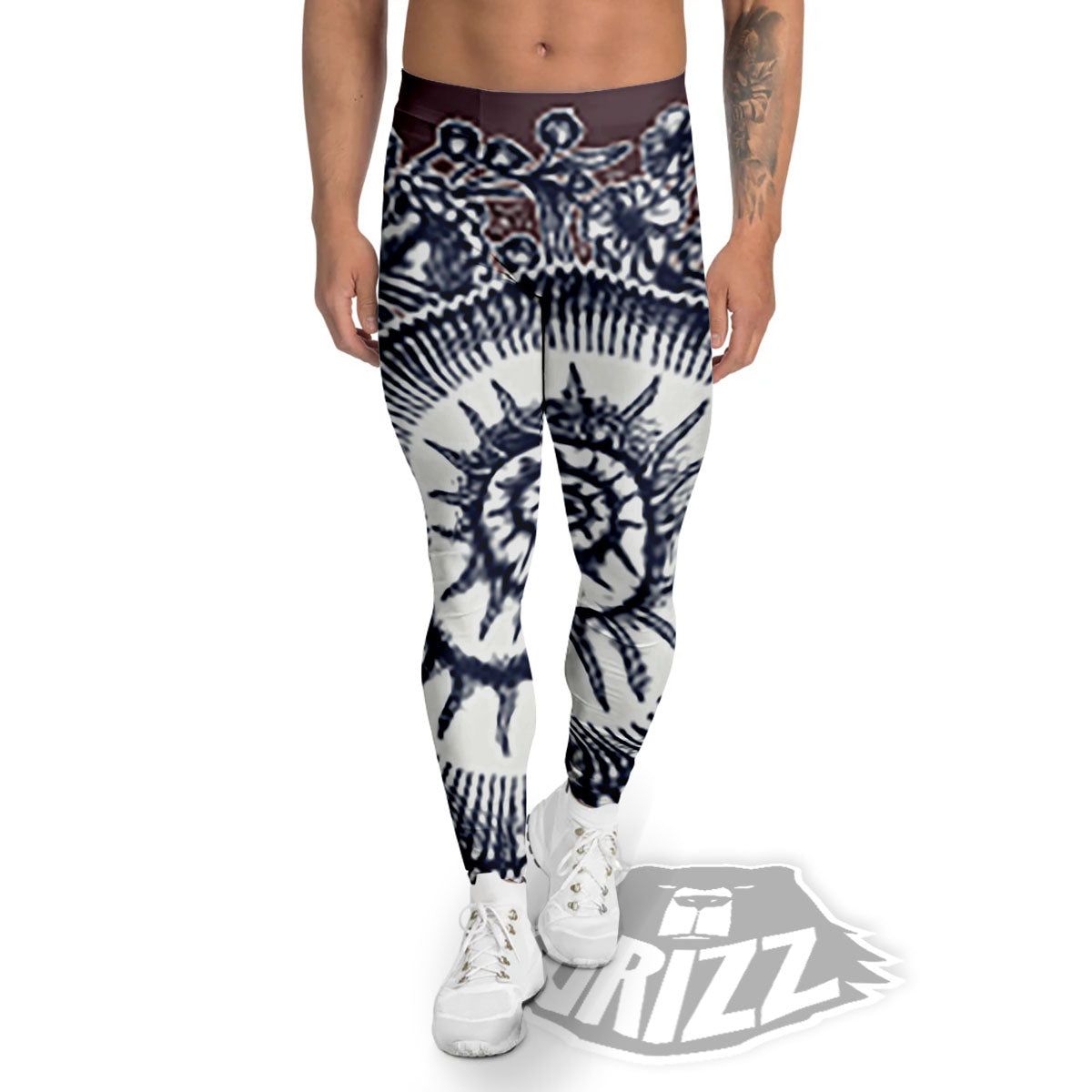 Fossil Ammonite Shell Print Men's Leggings-grizzshop