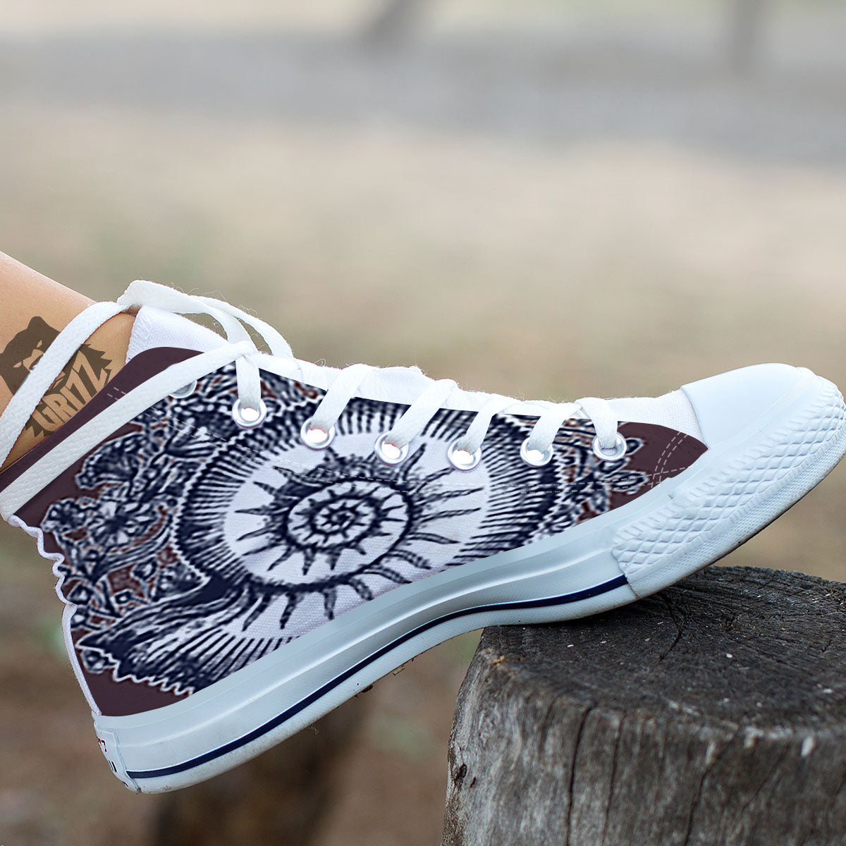 Fossil Ammonite Shell Print White High Top Shoes-grizzshop