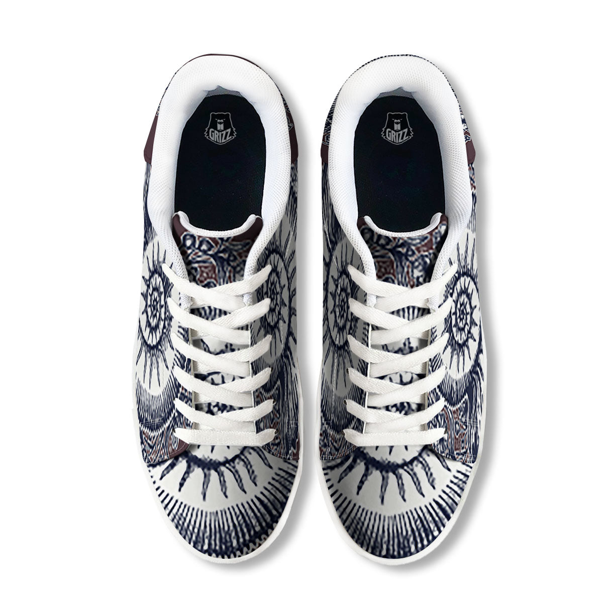 Fossil Ammonite Shell Print White Low Top Sneakers-grizzshop