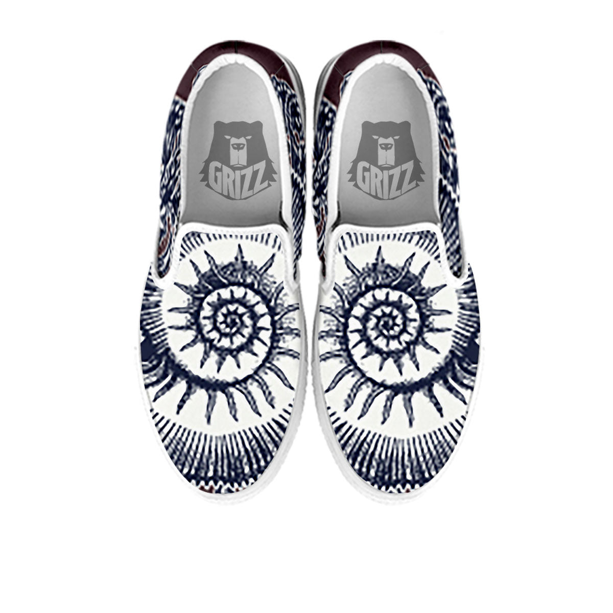 Fossil Ammonite Shell Print White Slip On Shoes-grizzshop