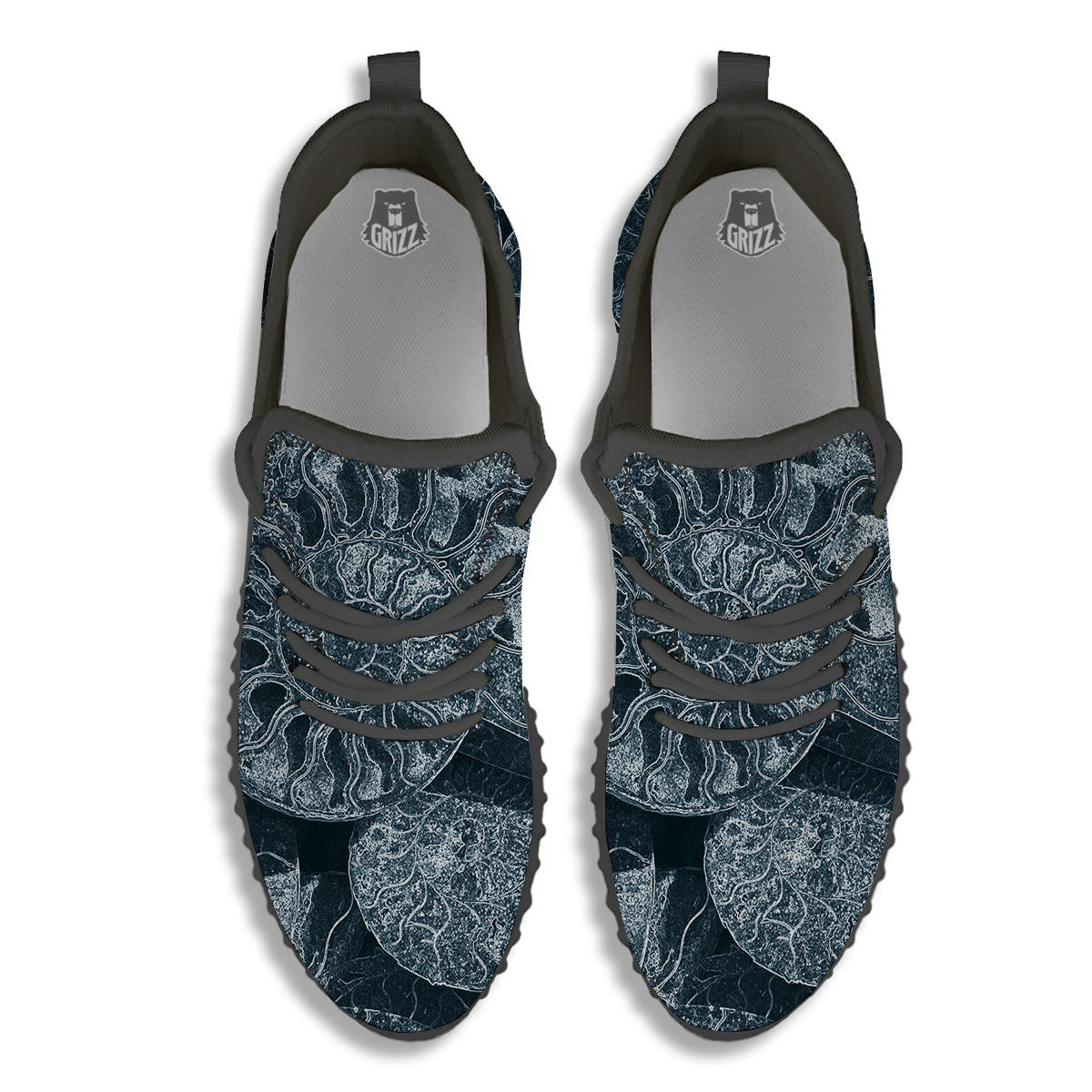 Fossil Ammonoidea Print Black Walking Shoes-grizzshop