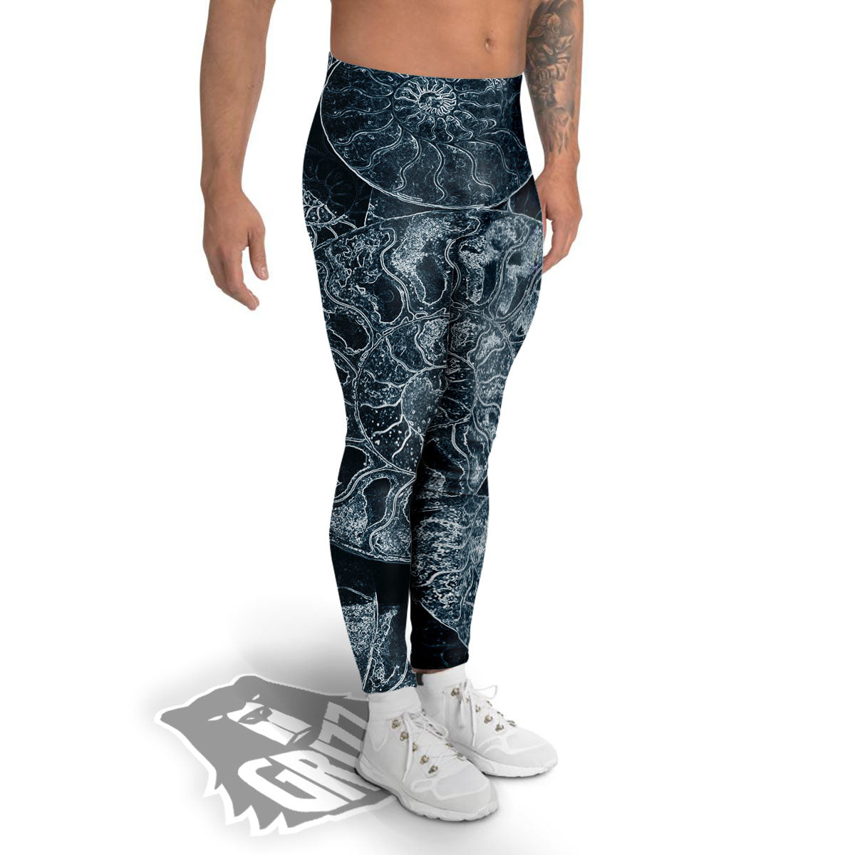 Fossil Ammonoidea Print Men's Leggings-grizzshop