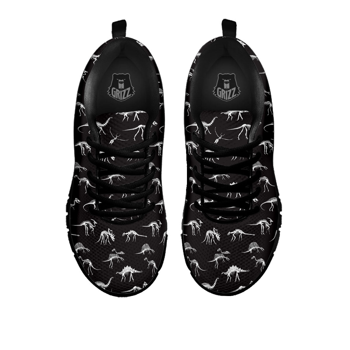 Fossil Dino Skeleton Print Pattern Black Sneaker-grizzshop