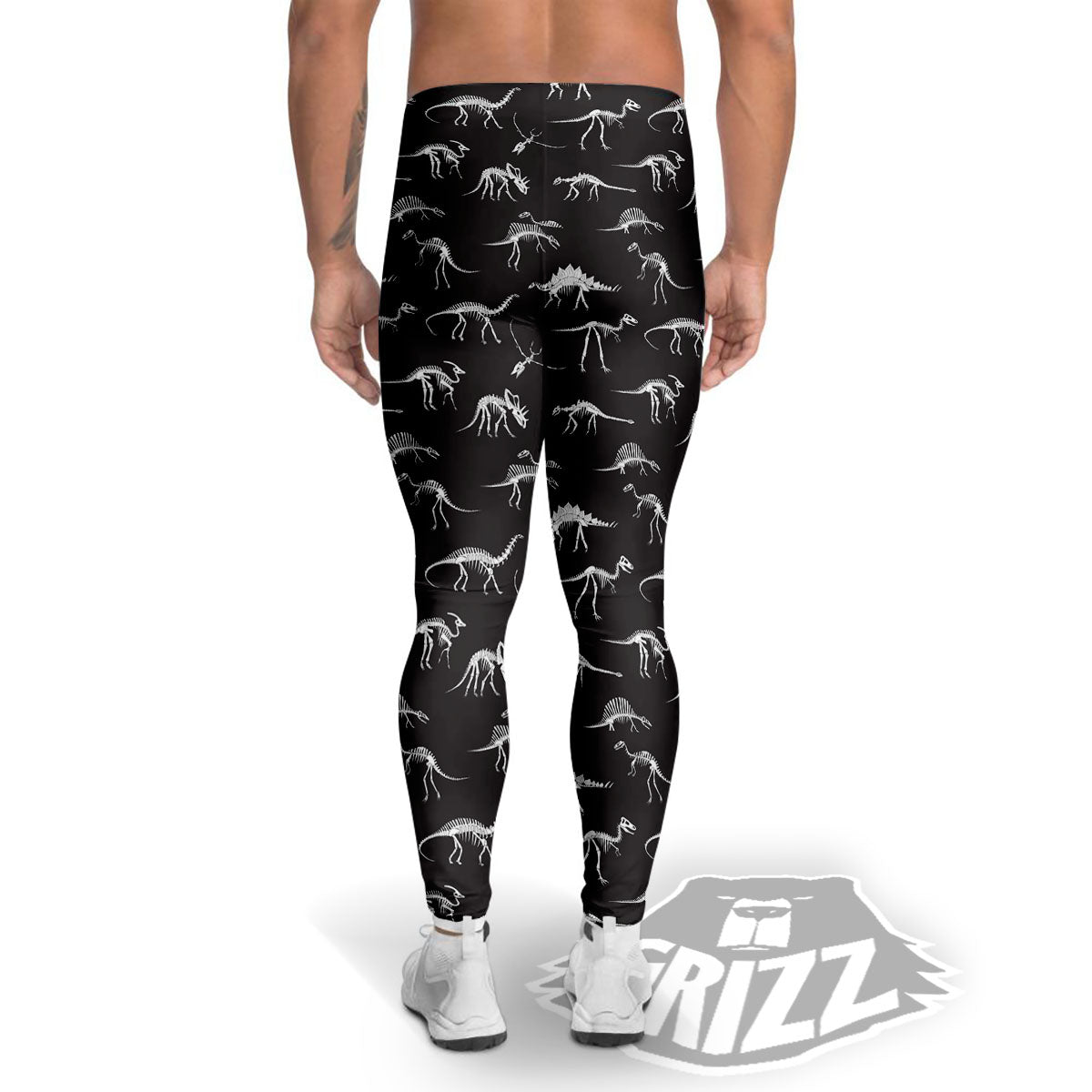 Fossil Dino Skeleton Print Pattern Men's Leggings-grizzshop