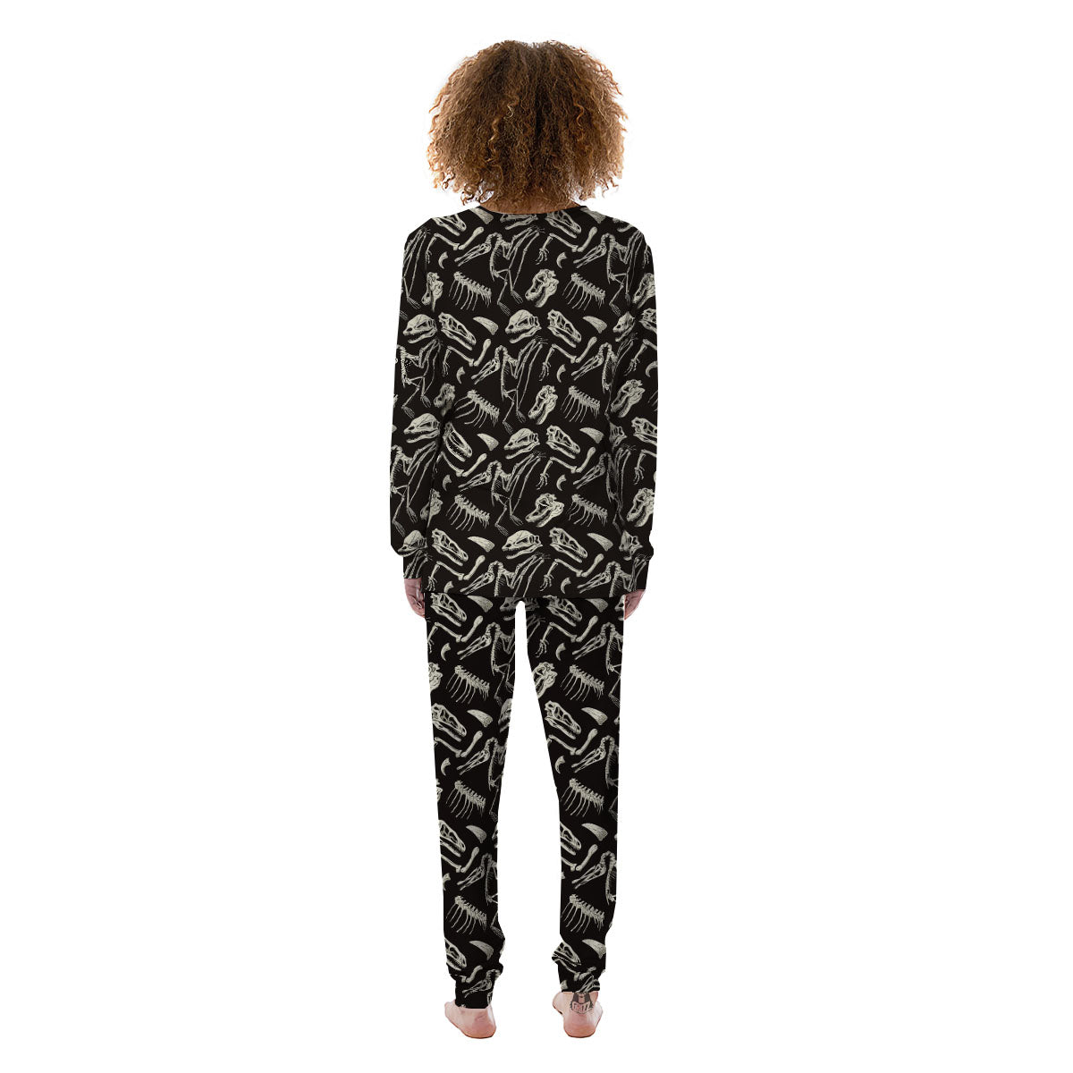 Fossil Dinosaur Monochrome Print Pattern Women's Pajamas-grizzshop
