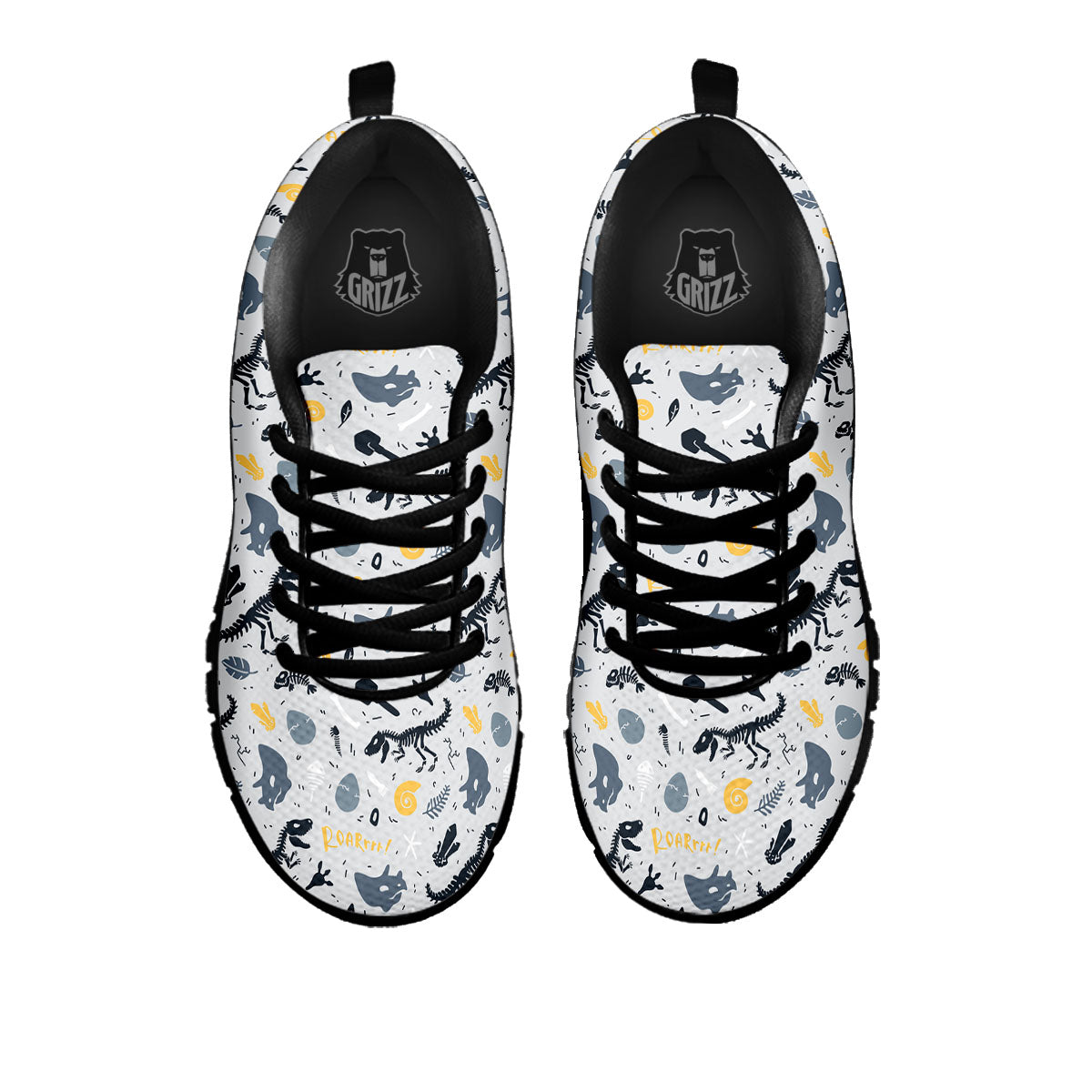 Fossil Dinosaur Print Pattern Black Sneaker-grizzshop