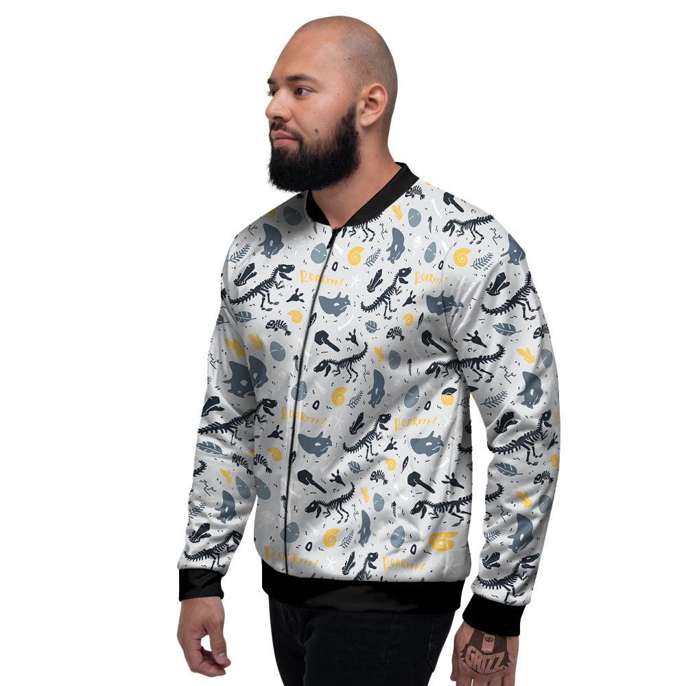 Fossil Dinosaur Print Pattern Men's Bomber Jacket-grizzshop