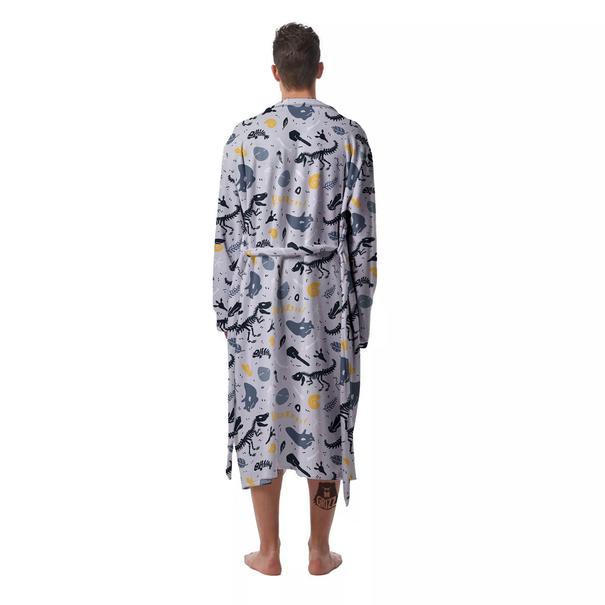 Fossil Dinosaur Print Pattern Men's Robe-grizzshop