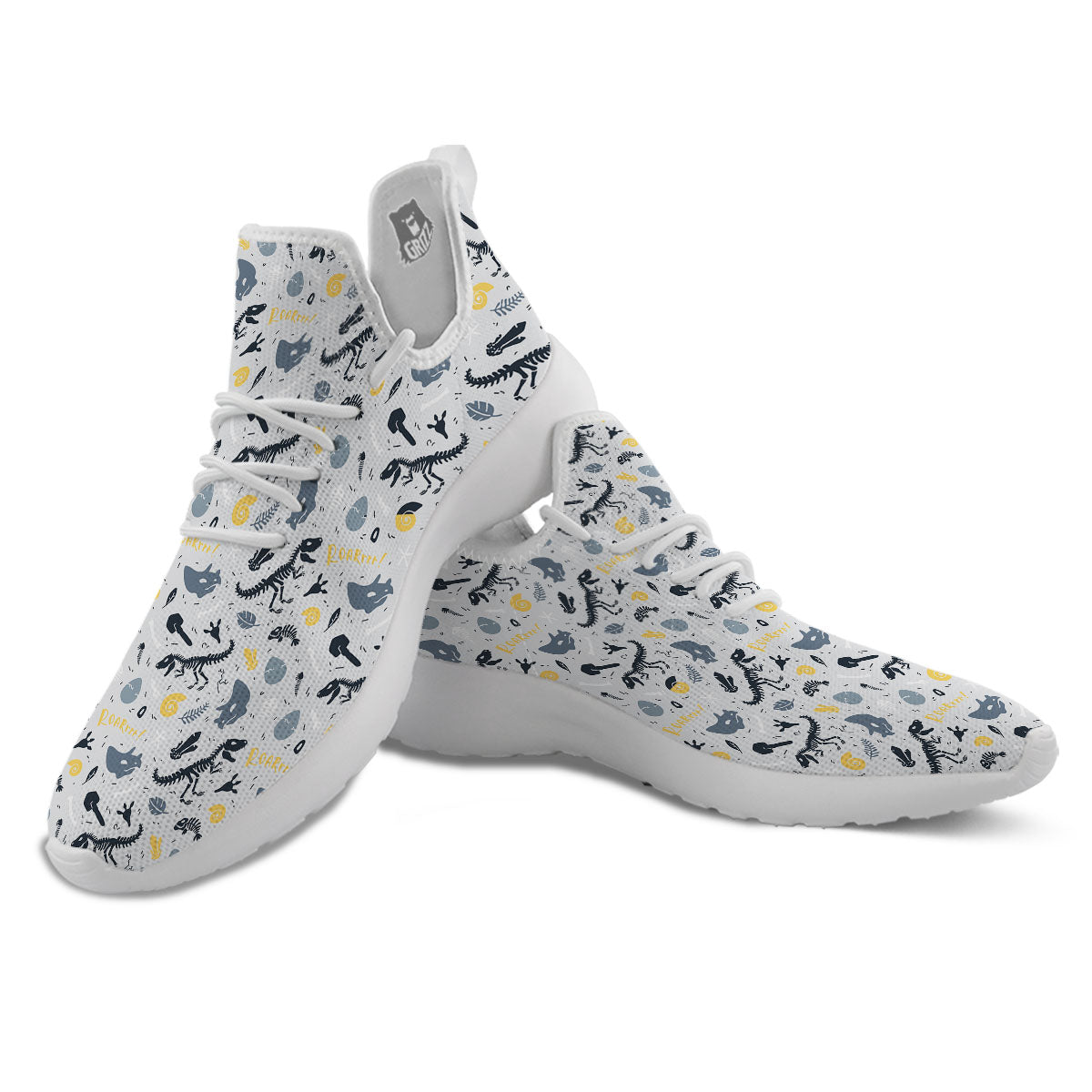 Fossil Dinosaur Print Pattern White Athletic Shoes-grizzshop