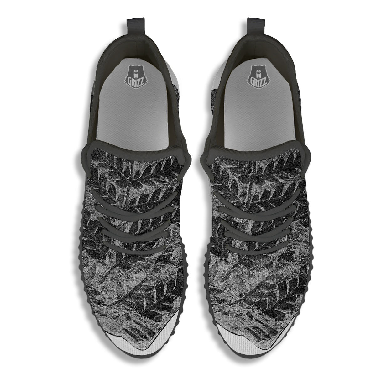 Fossil Fern Print Black Walking Shoes-grizzshop