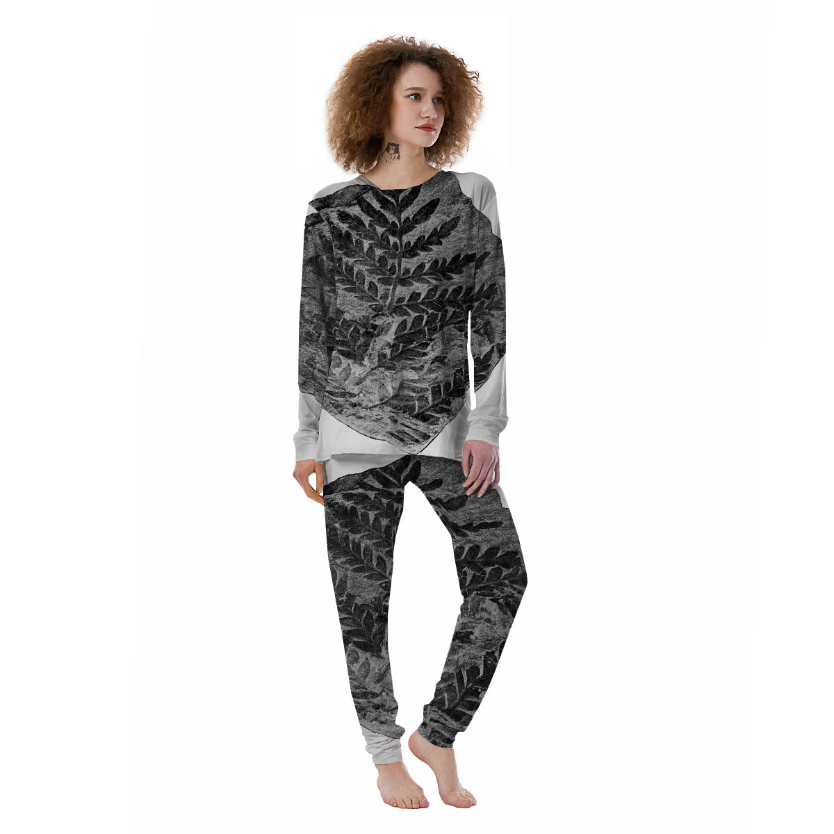 Fossil Fern Print Women's Pajamas-grizzshop