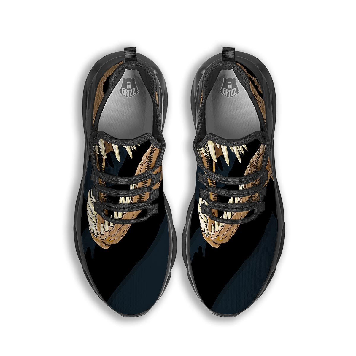 Fossil T-Rex Print Black Running Shoes-grizzshop