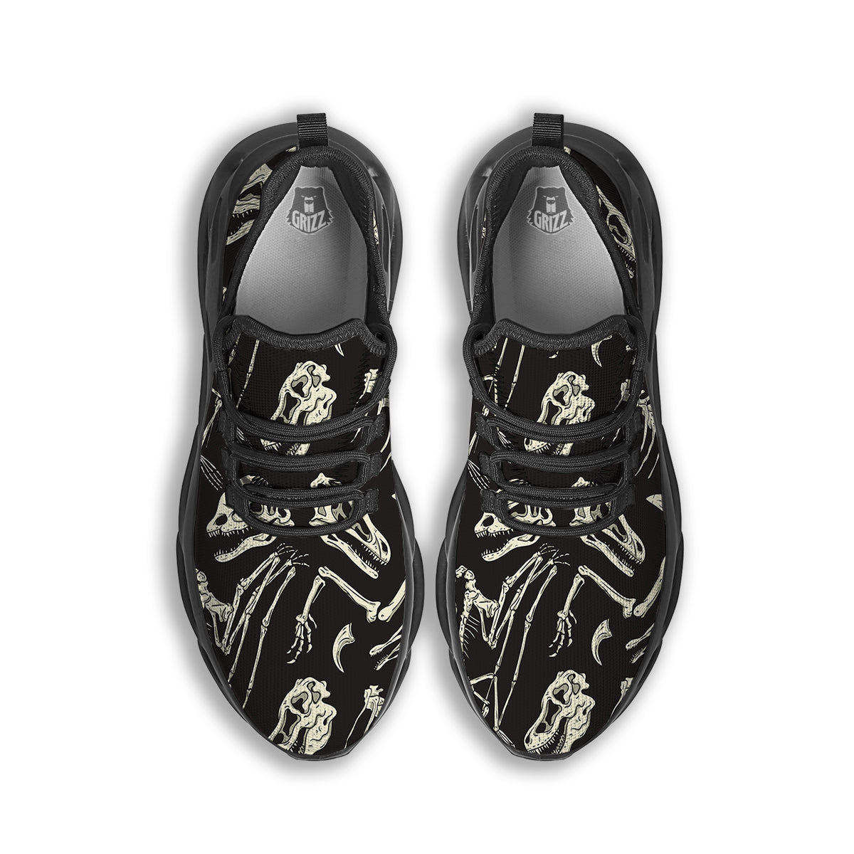 Fossil Tyrannosaurus Dino Print Pattern Black Running Shoes-grizzshop