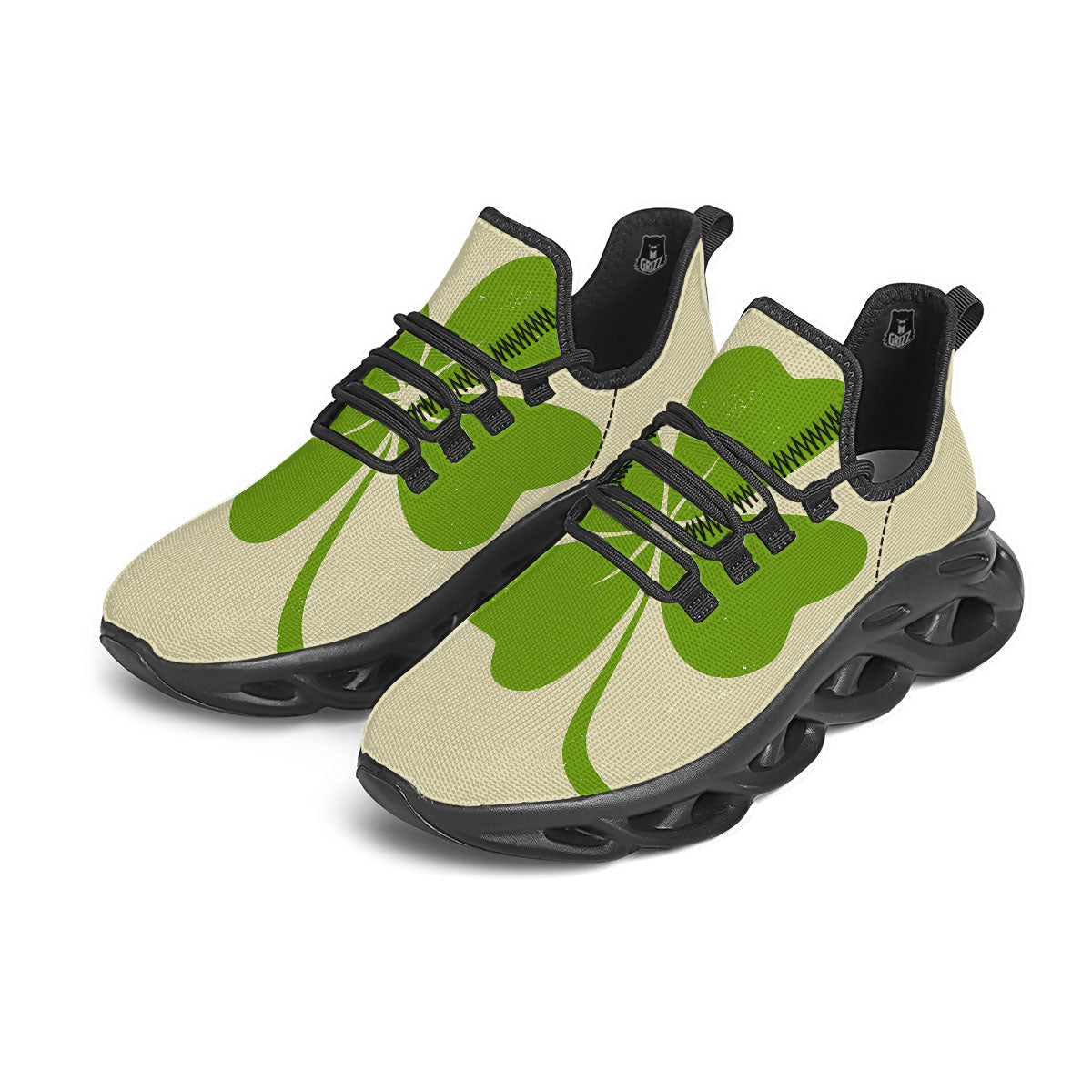 Four Leaf Clovers Irish Print Black Running Shoes-grizzshop