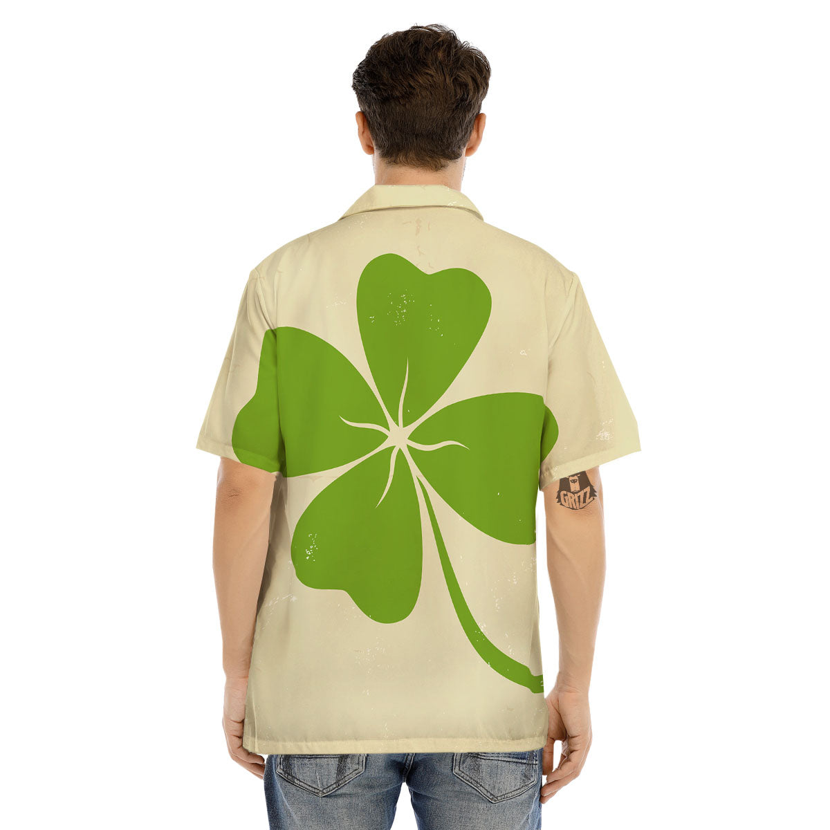 Four Leaf Clovers Irish Print Men's Hawaiian Shirt-grizzshop