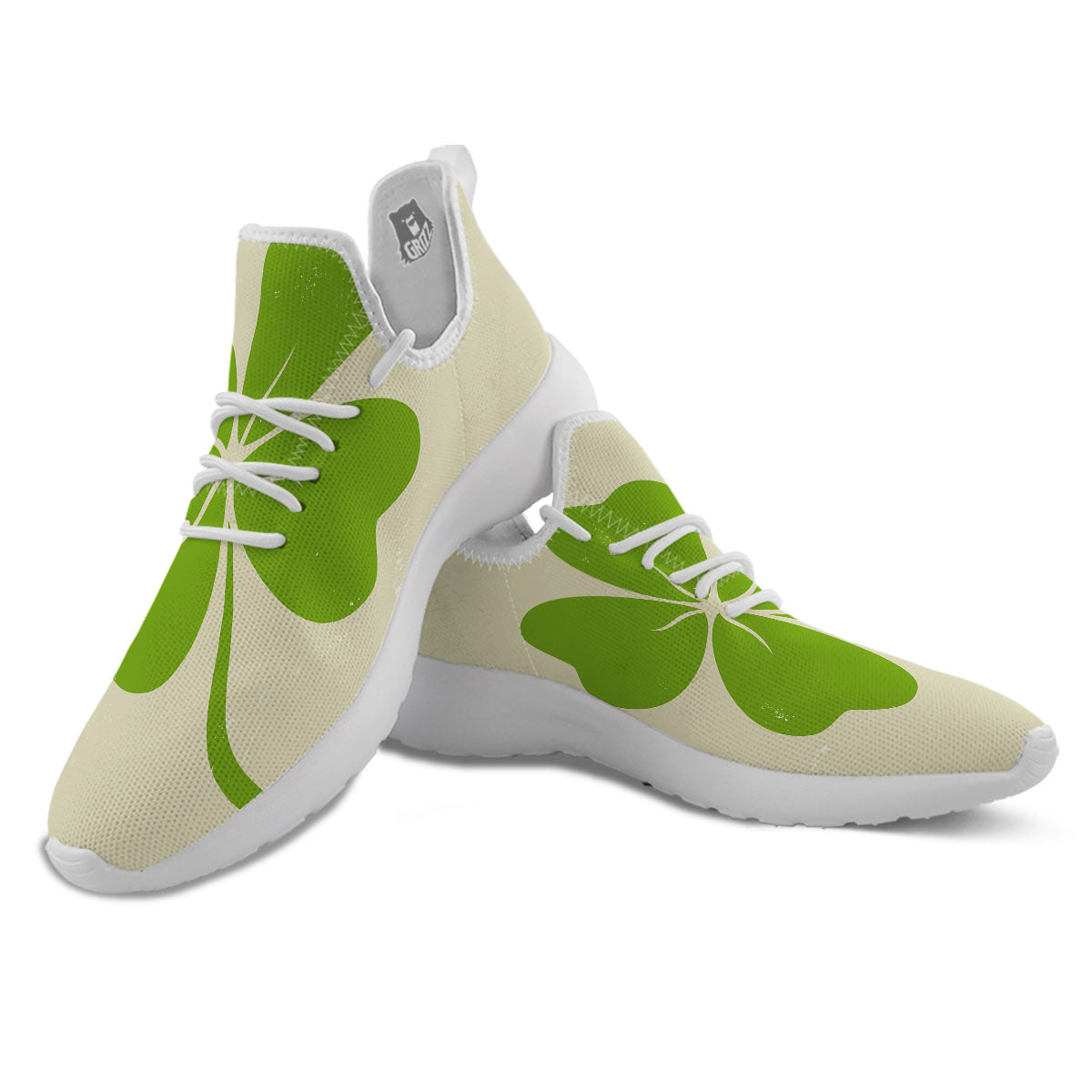 Four Leaf Clovers Irish Print White Athletic Shoes-grizzshop