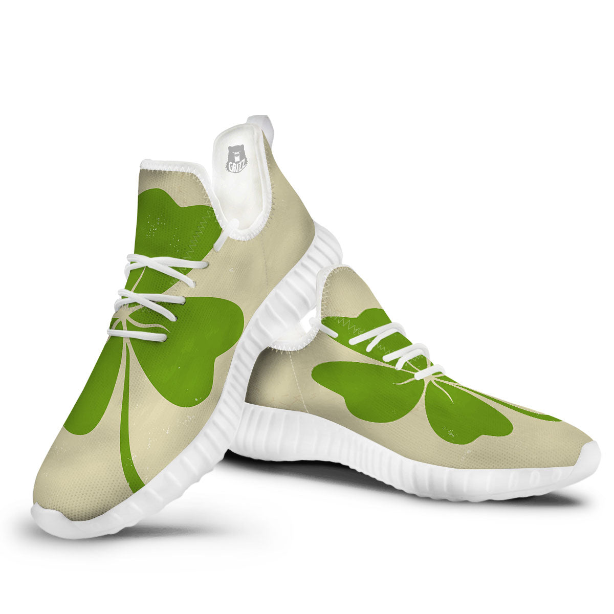 Four Leaf Clovers Irish Print White Walking Shoes-grizzshop