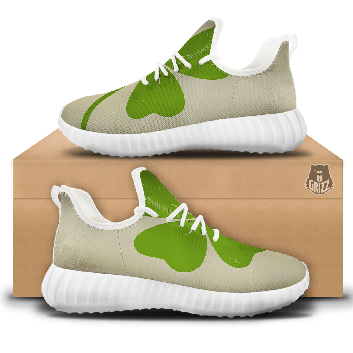 Four Leaf Clovers Irish Print White Walking Shoes-grizzshop