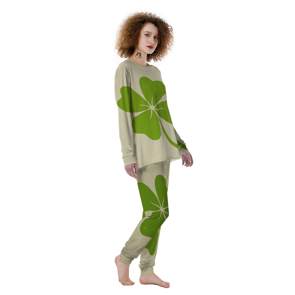 Four Leaf Clovers Irish Print Women's Pajamas-grizzshop