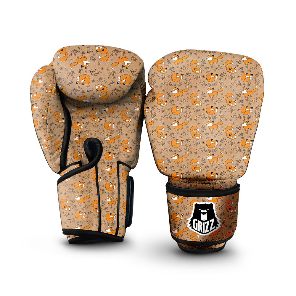 Fox Cartoon Print Pattern Boxing Gloves-grizzshop