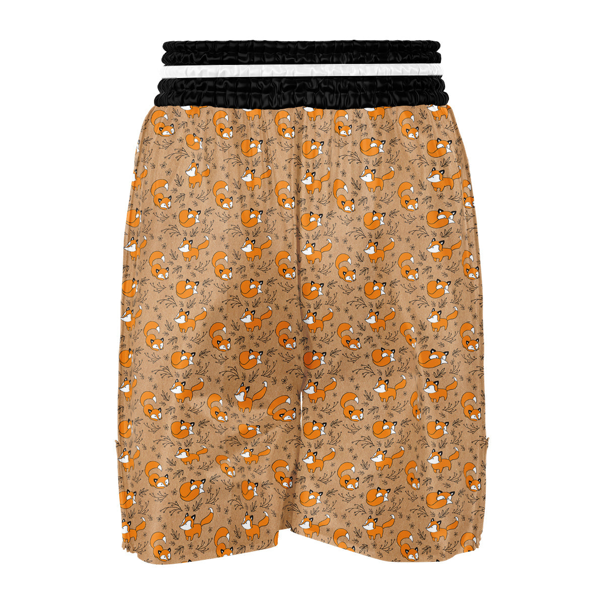 Fox Cartoon Print Pattern Boxing Shorts-grizzshop