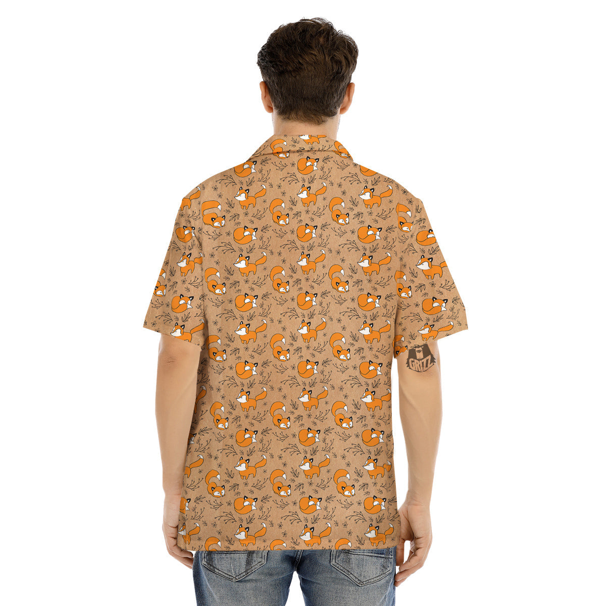 Fox Cartoon Print Pattern Men's Hawaiian Shirt-grizzshop