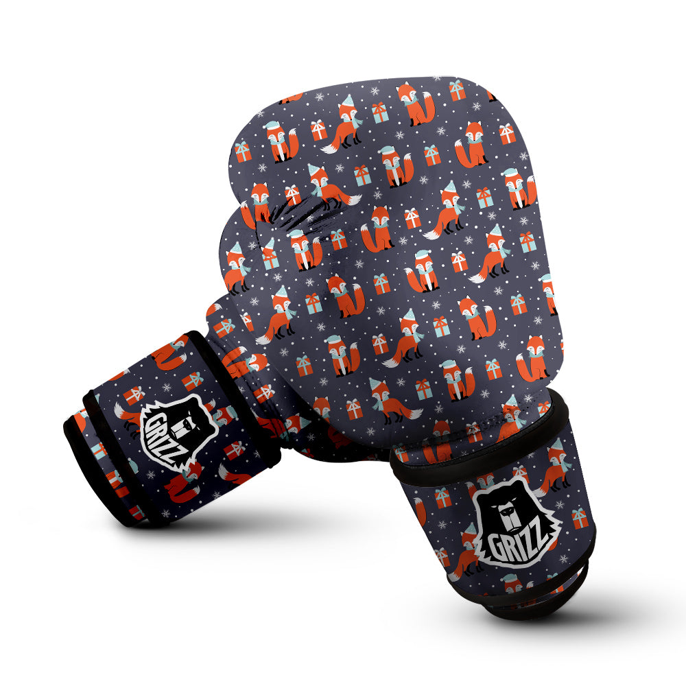 Fox Christmas Print Pattern Boxing Gloves-grizzshop