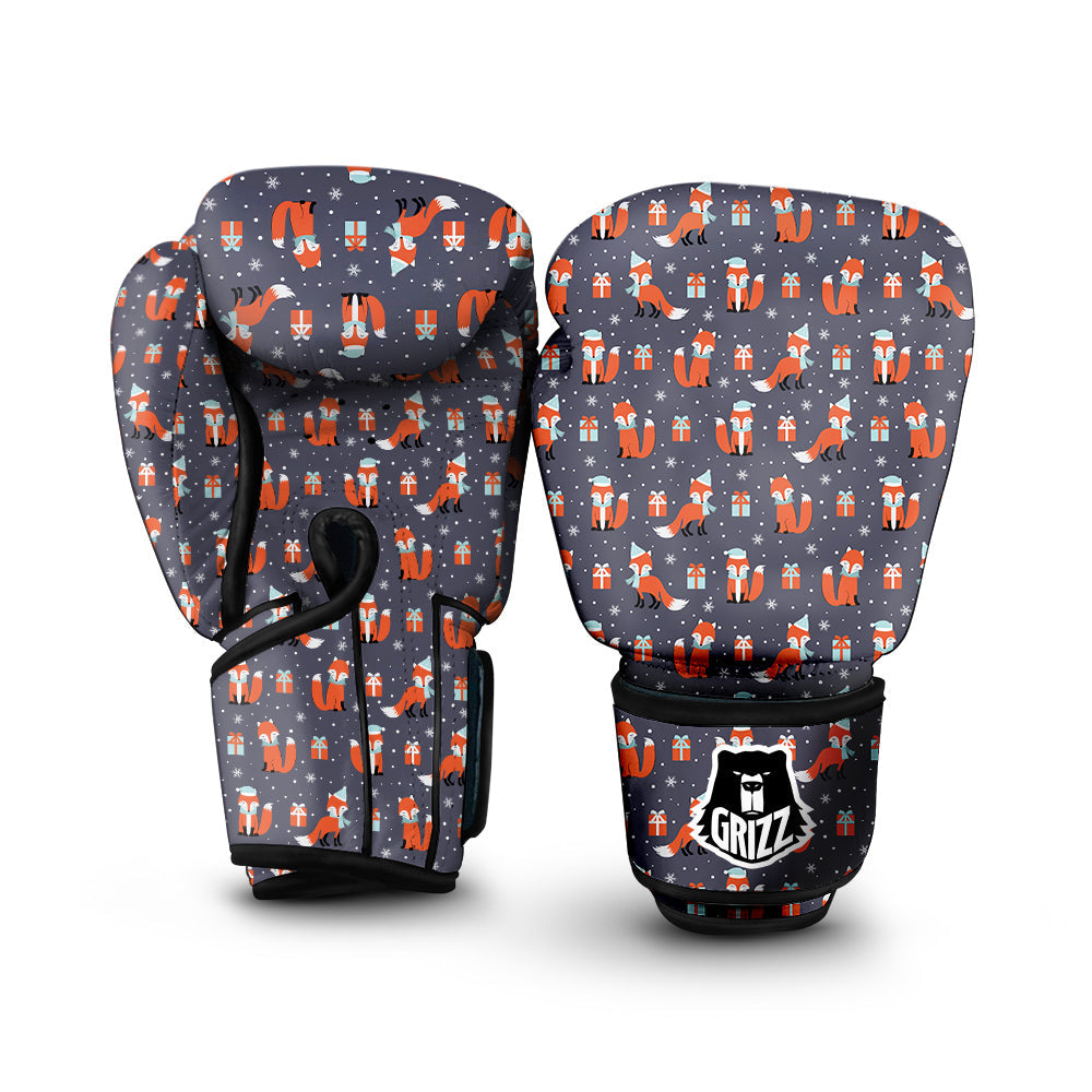 Fox Christmas Print Pattern Boxing Gloves-grizzshop
