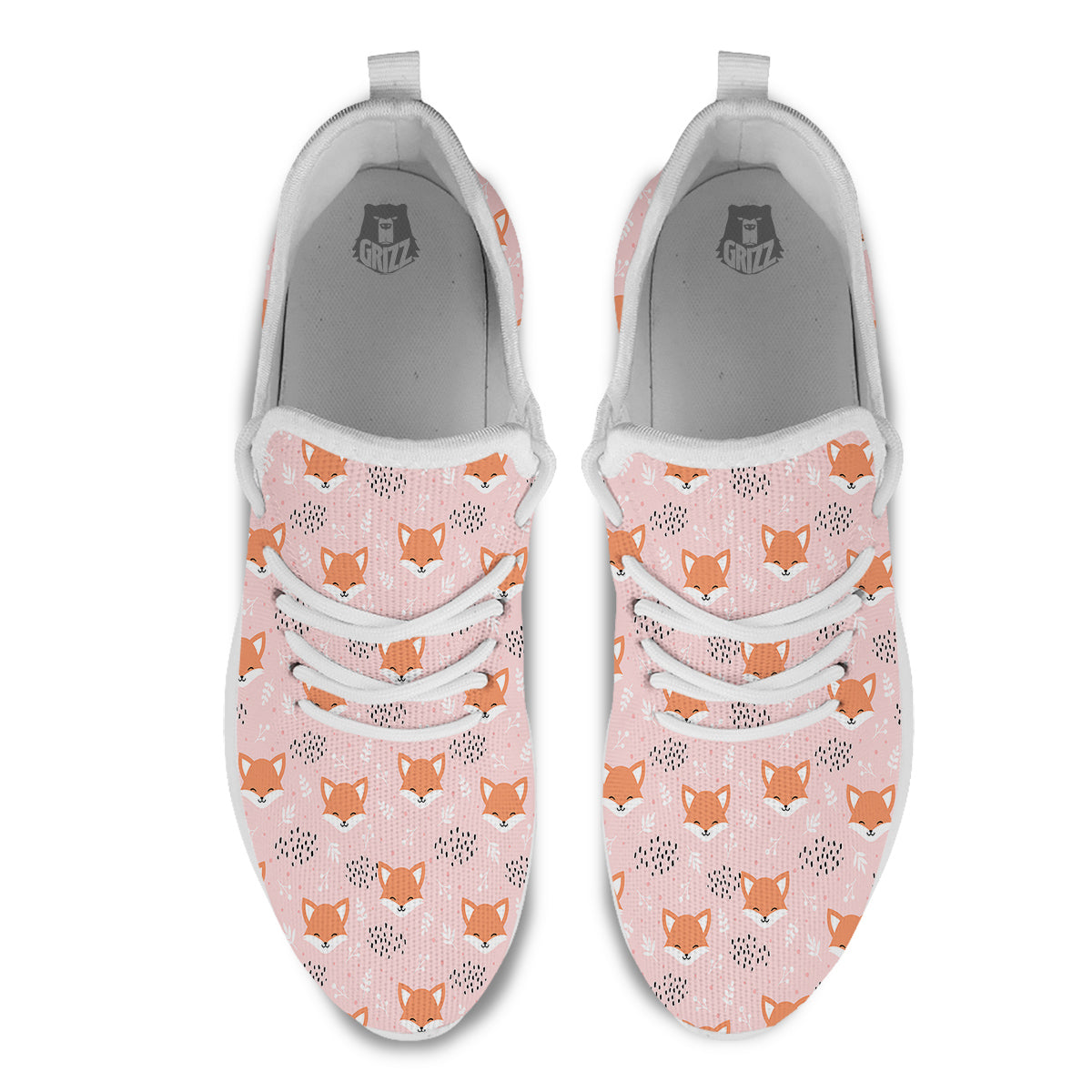 Fox Cute Print Pattern White Athletic Shoes-grizzshop