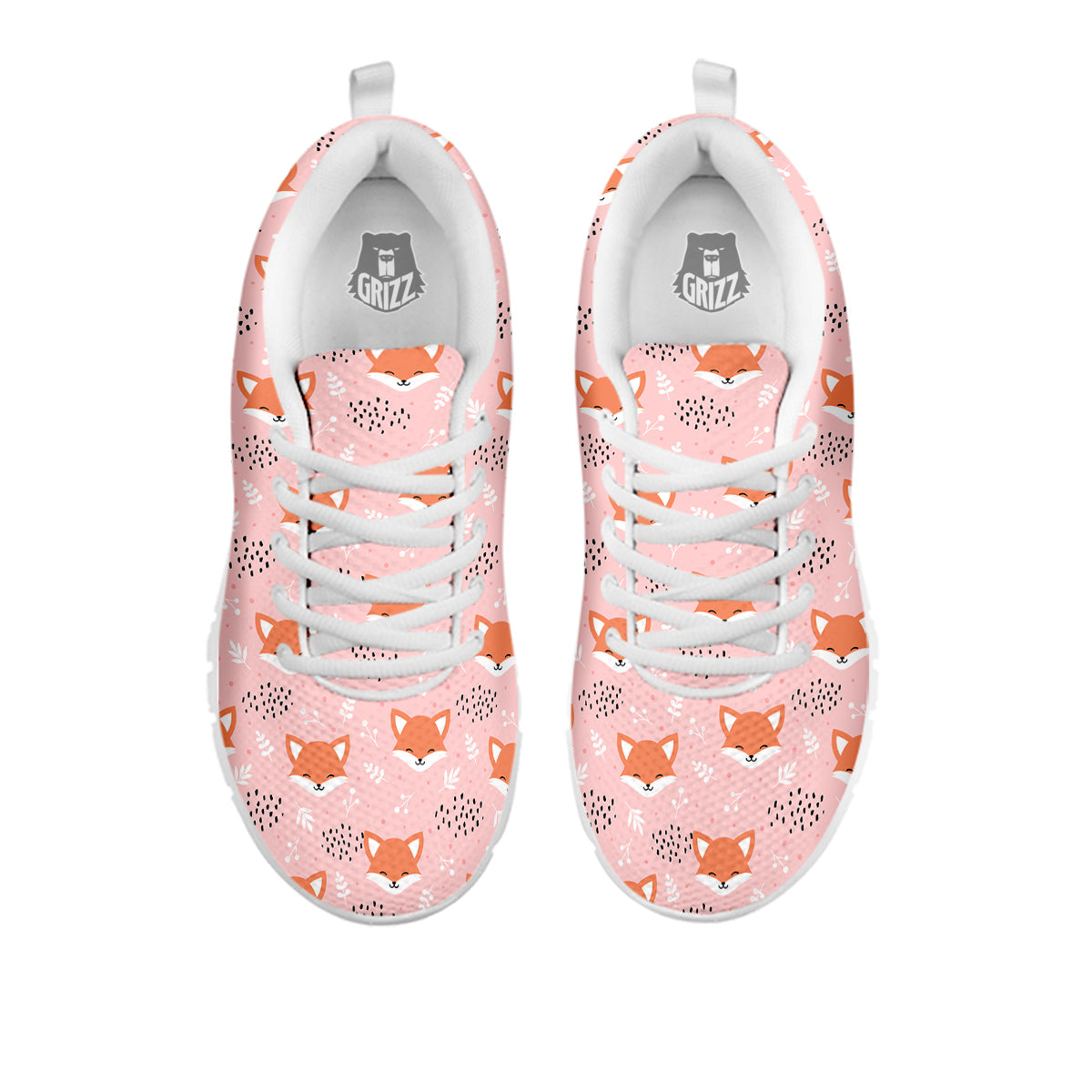 Fox Cute Print Pattern White Sneaker-grizzshop