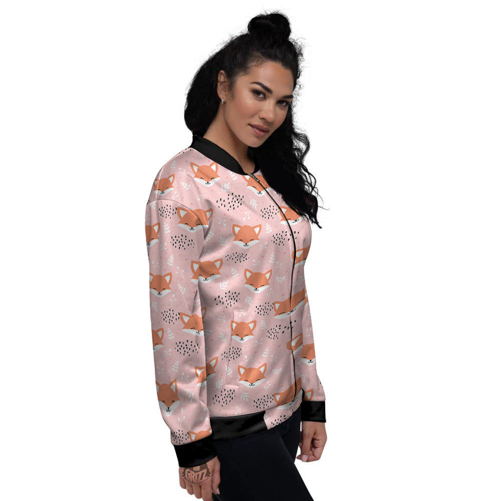 Fox Cute Print Pattern Women's Bomber Jacket-grizzshop