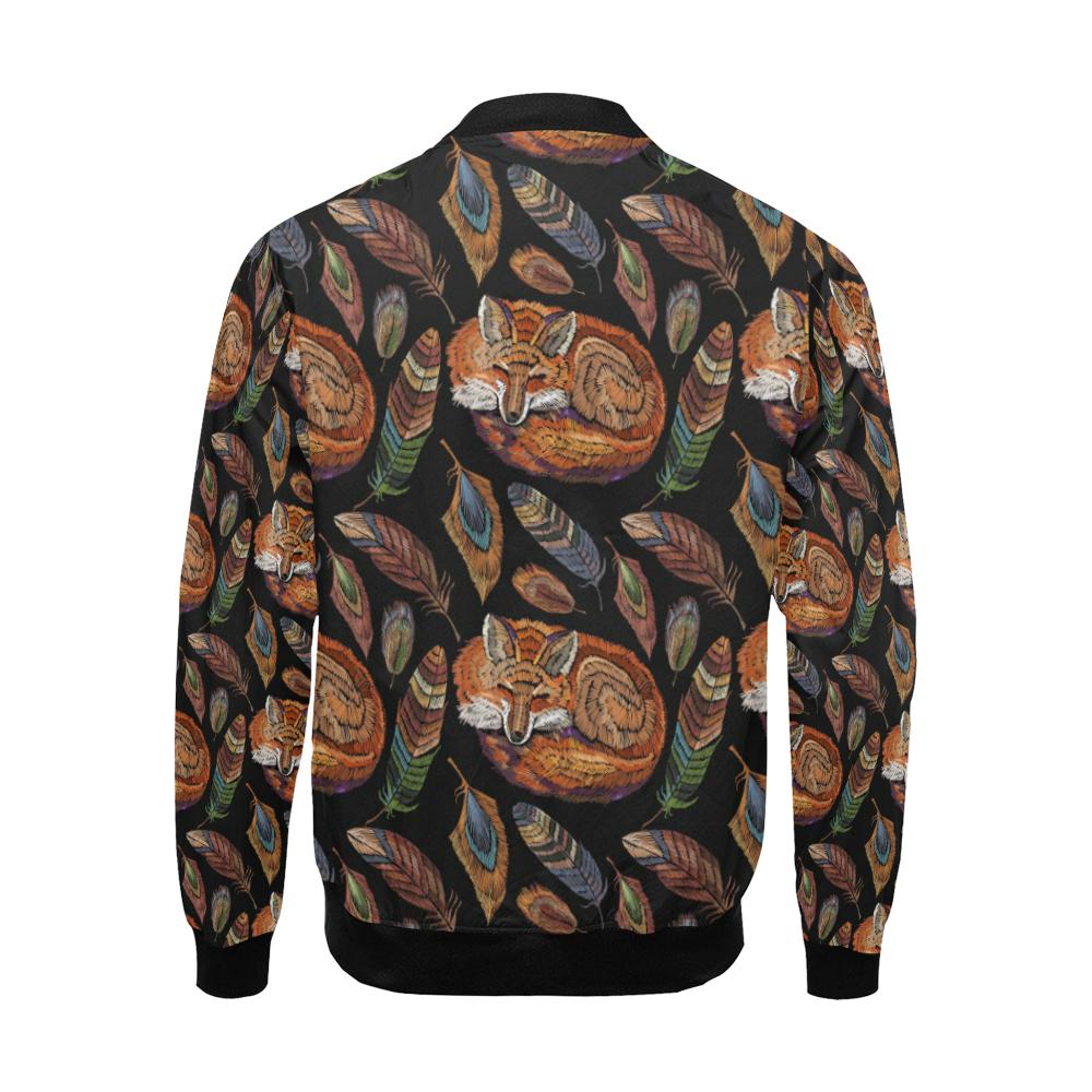 Fox Feather Pattern Print Men's Bomber Jacket-grizzshop