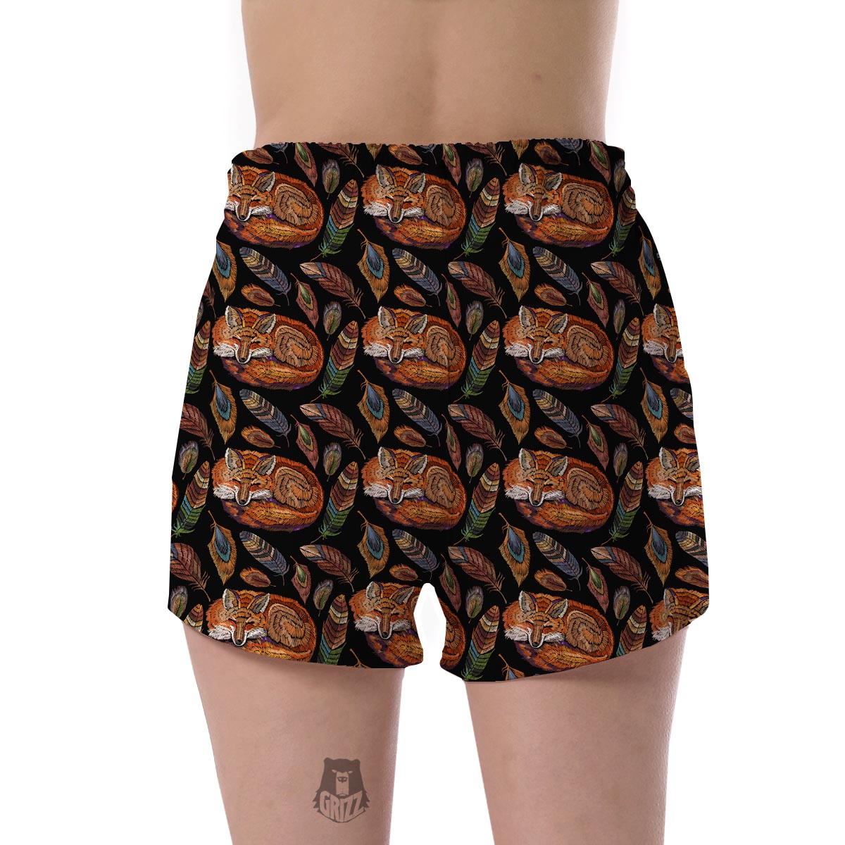 Fox Feather Pattern Print Women's Shorts-grizzshop