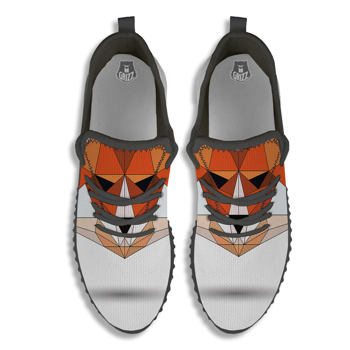 Fox Geometric Print Black Walking Shoes-grizzshop