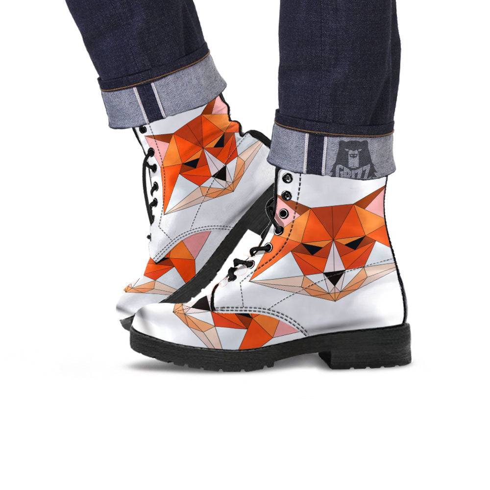 Fox Geometric Print Leather Boots-grizzshop