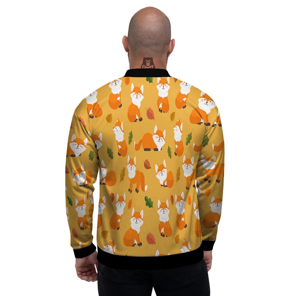 Fox Orange Print Pattern Men's Bomber Jacket-grizzshop
