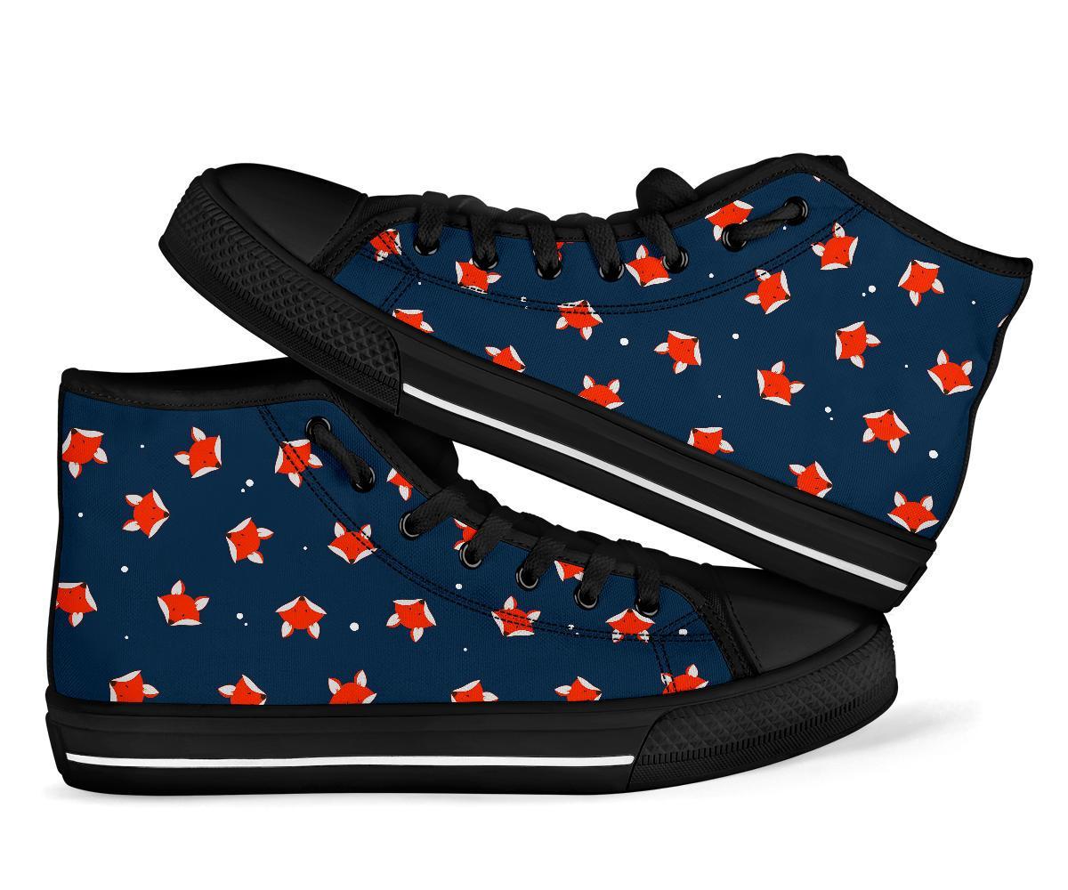 Fox Pattern Print Men Women's High Top Shoes-grizzshop