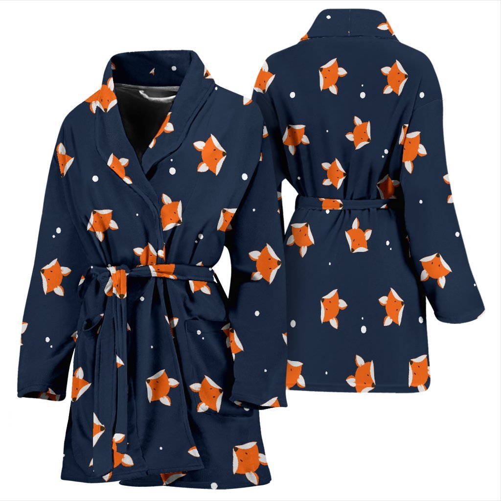 Fox Pattern Print Women Long Robe-grizzshop