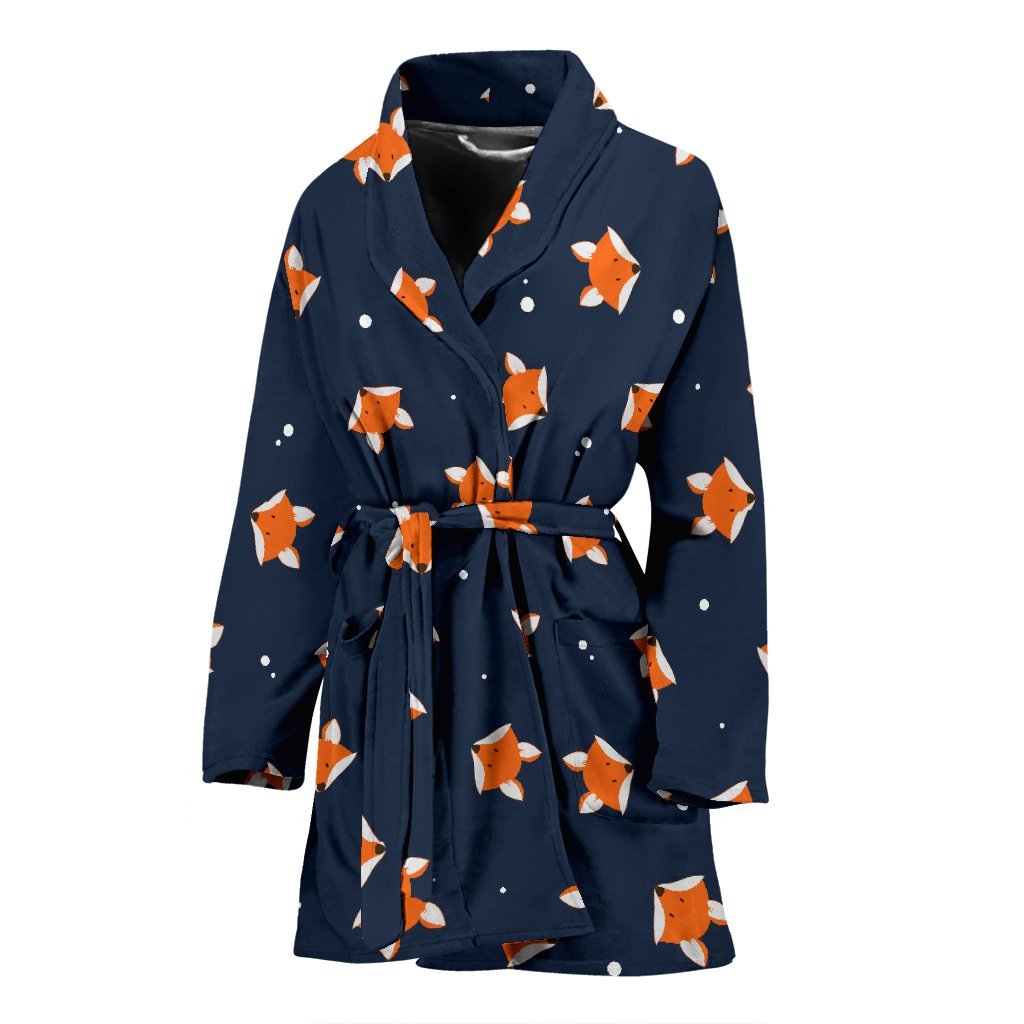 Fox Pattern Print Women Long Robe-grizzshop