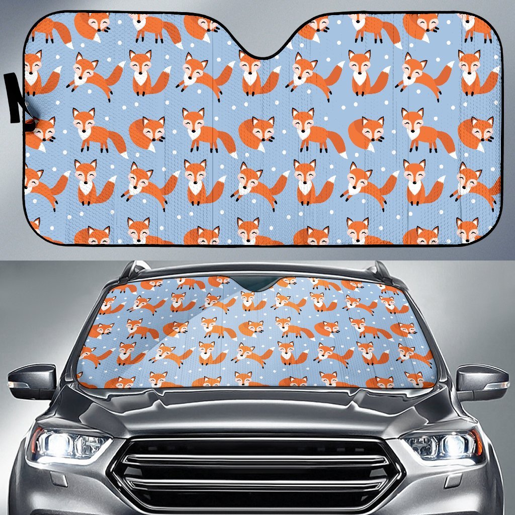 Fox Snow Pattern Print Car Sun Shade-grizzshop