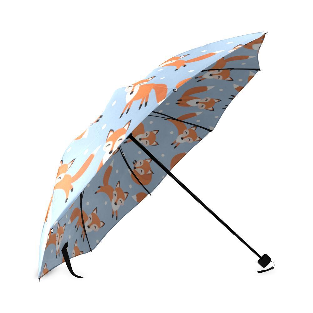 Fox Snow Pattern Print Foldable Umbrella-grizzshop